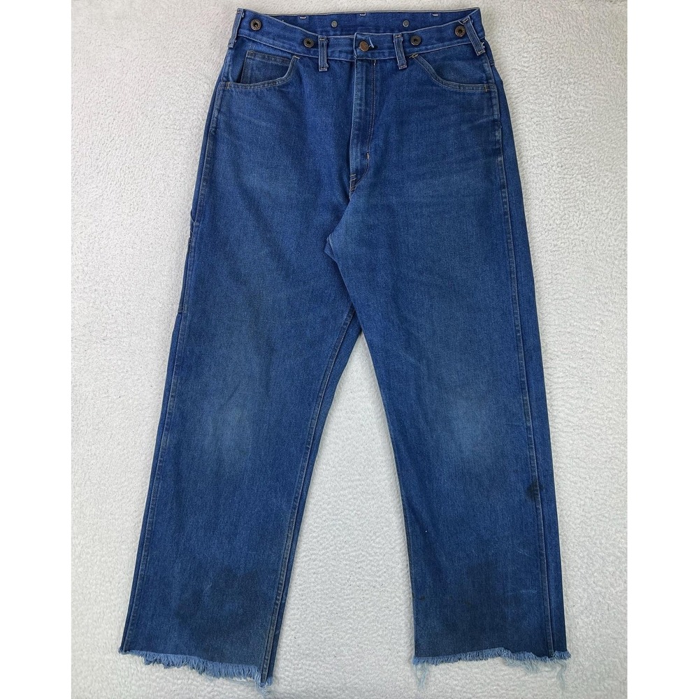 Vintage Big Mac Jeans Mens 34 (Fits 32x32) Blue Relaxed Cutoff Fringe Made USA